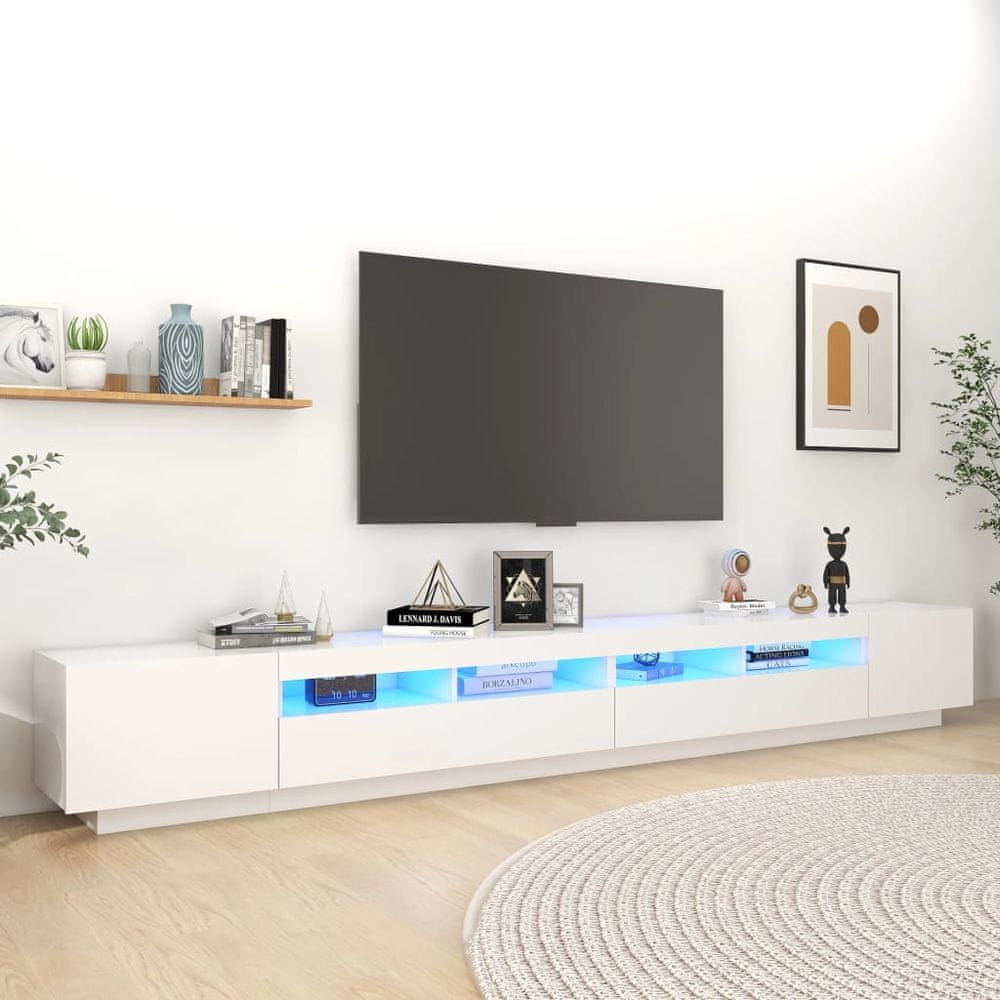 Vidaxl TV skrinka s LED svetlami biela 300x35x40 cm